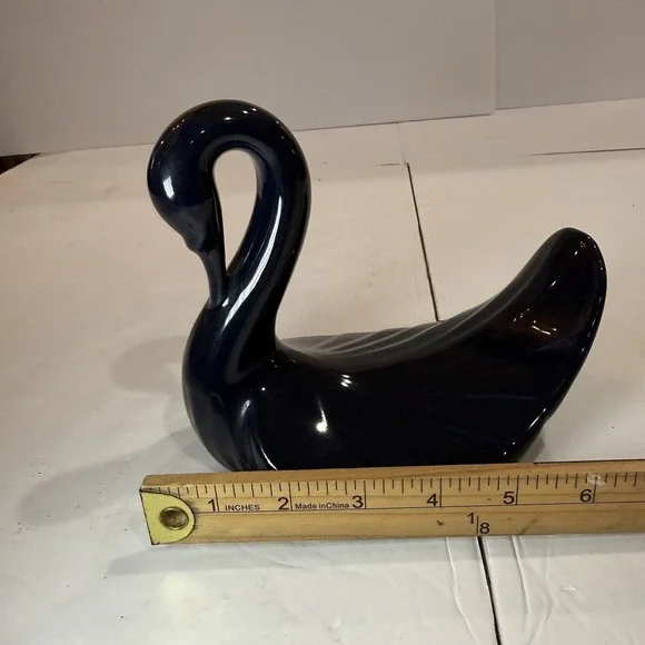 Vintage Aqua Swan Mid Century Modern Cobalt Blue Ceramic Decor Grandma Core 60s - Picture 4 of 7